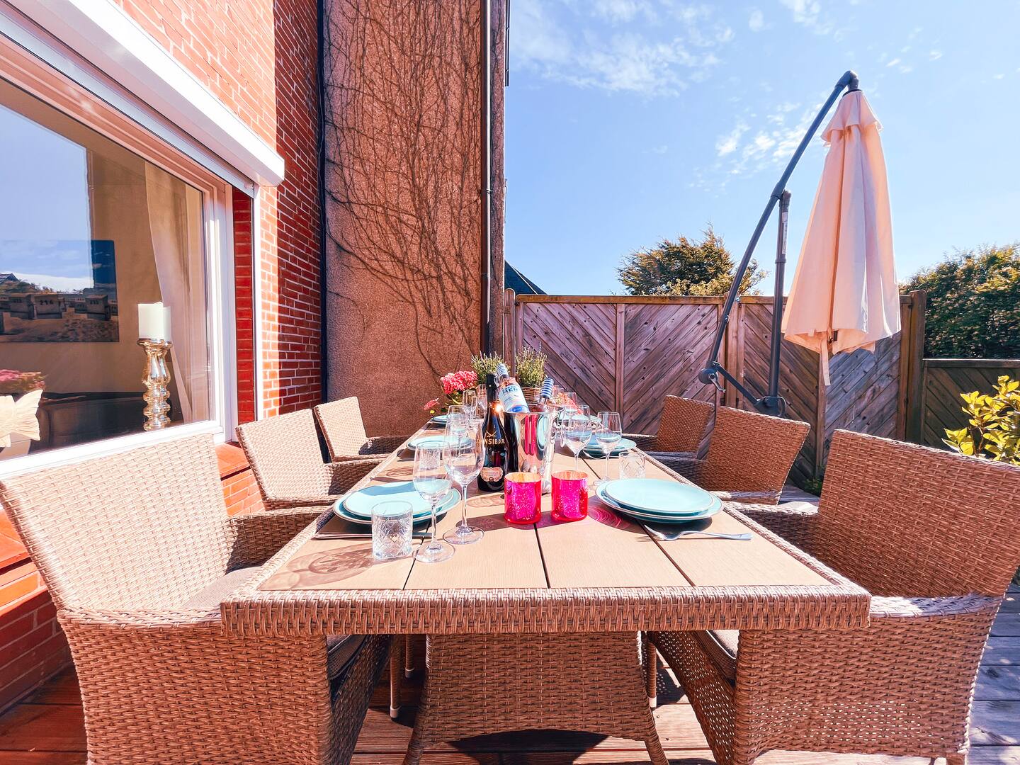 Terrasse und Garten am Ferienhaus Westerland